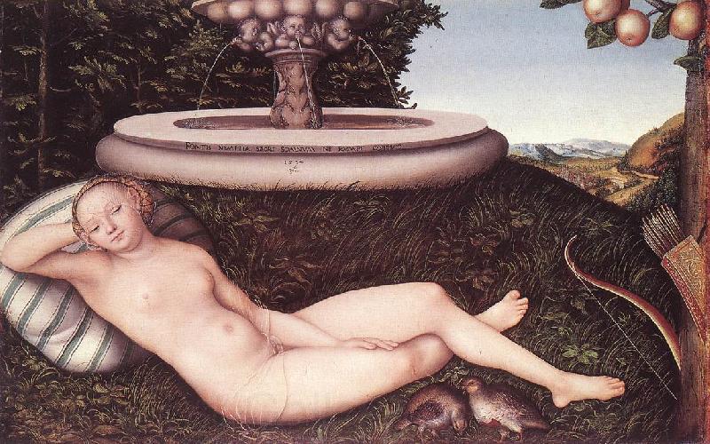 CRANACH, Lucas the Elder The Nymph of the Fountain fdg Norge oil painting art